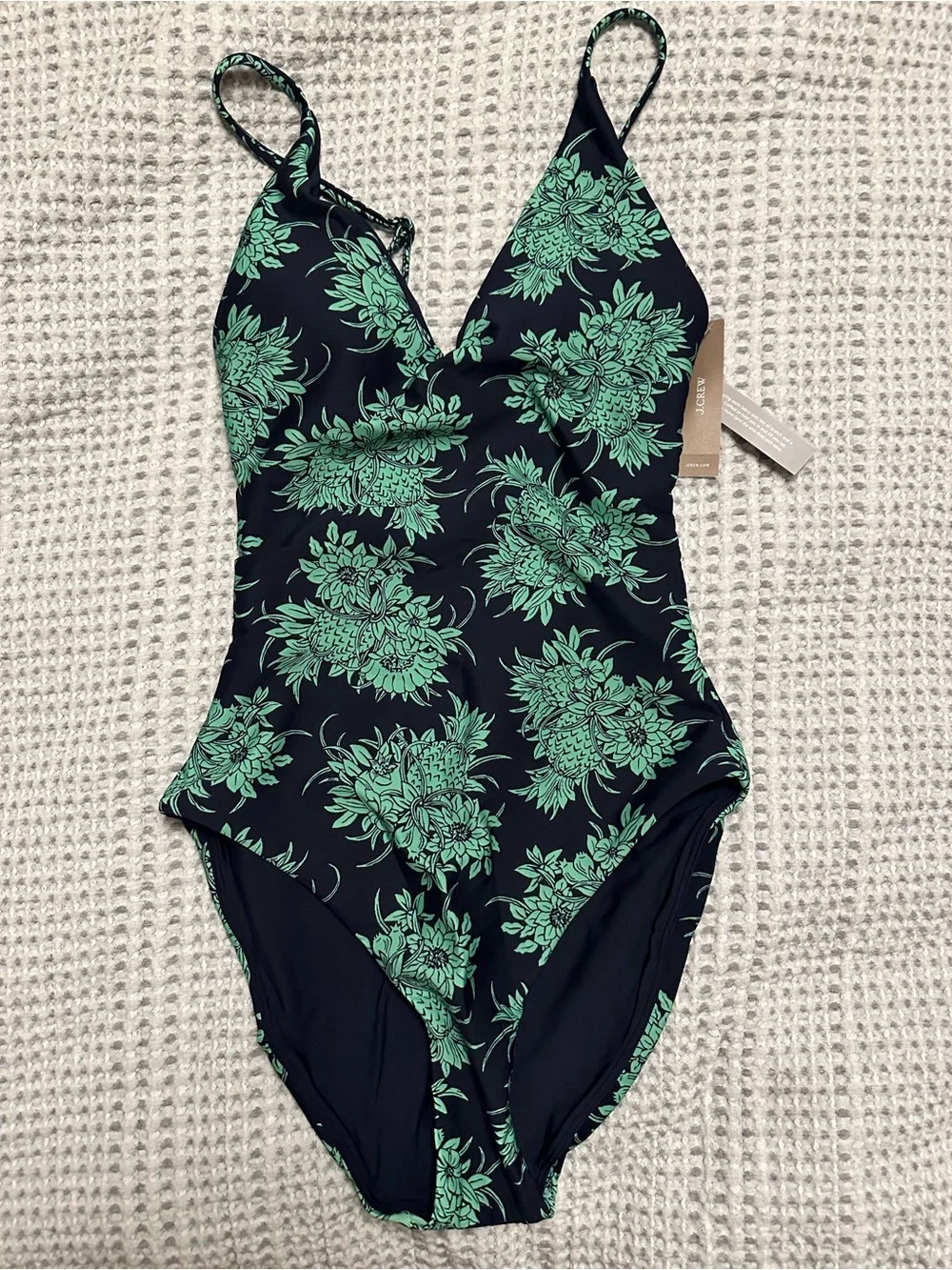 J. Crew One-Piece Swimsuit in Navy with Mint Floral